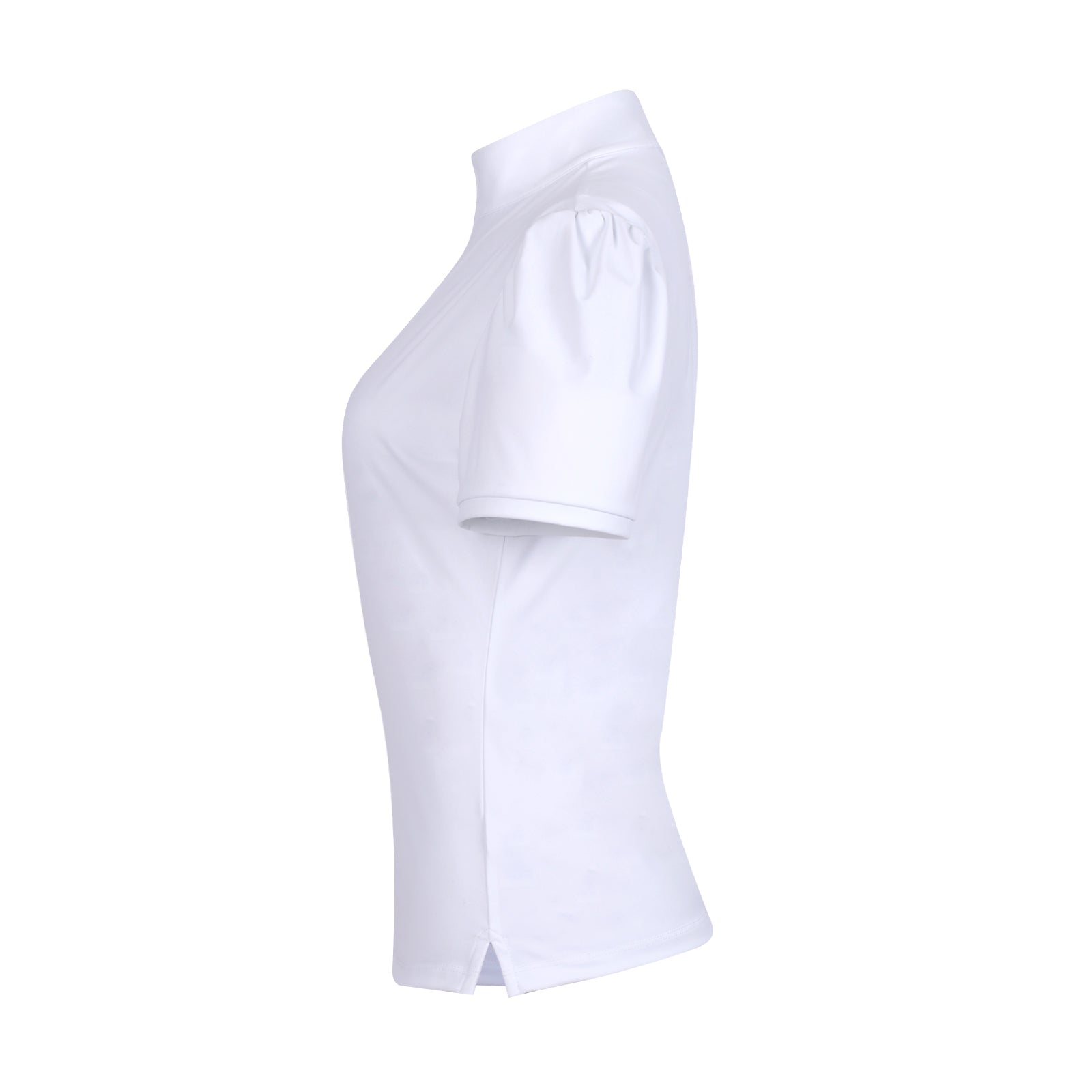 White blouse with a high collar on a white background