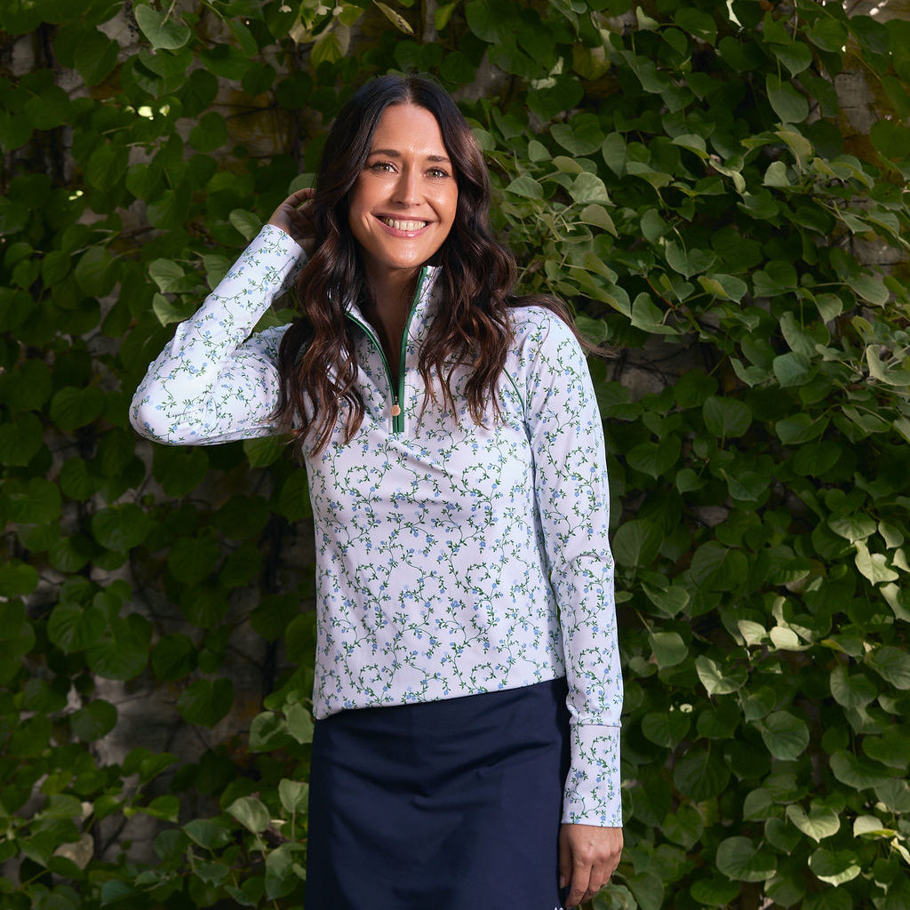 Samantha Quarter Zip Pullover in Fairway Floral