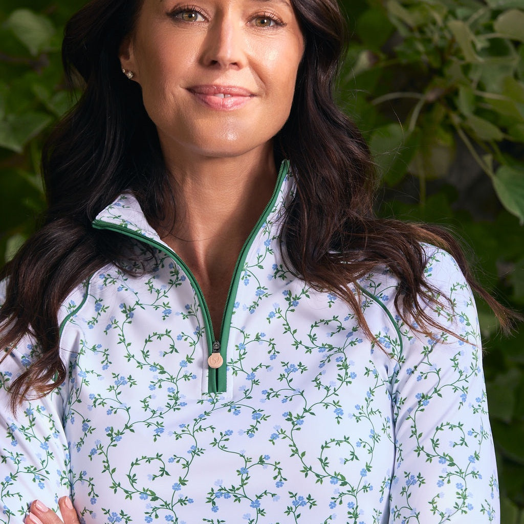 Samantha Quarter Zip Pullover in Fairway Floral