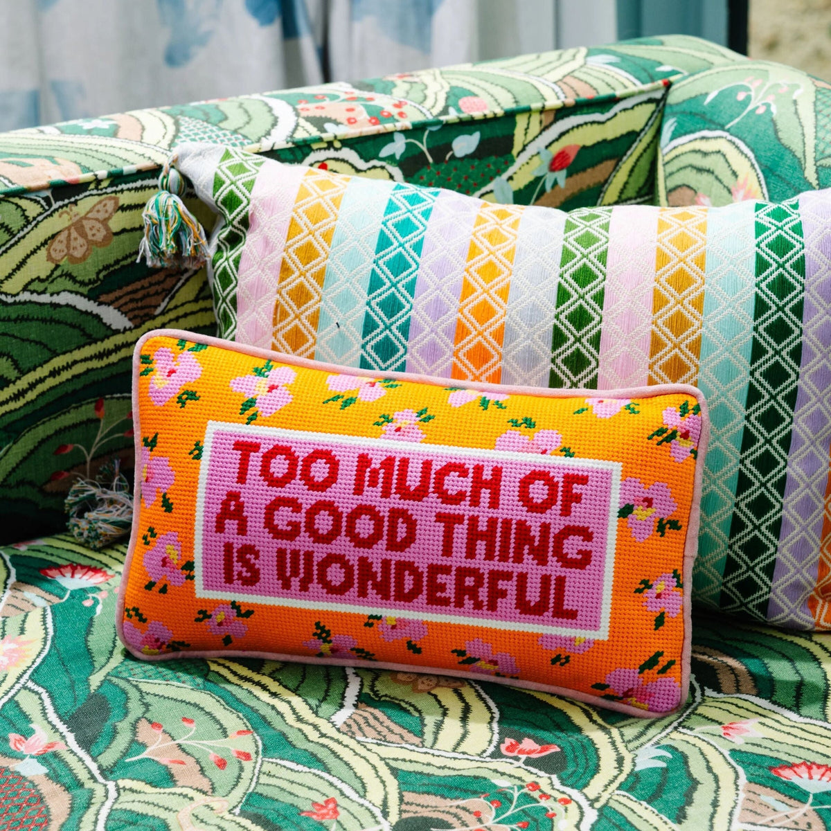 Too Much Needlepoint Pillow - Midspring
