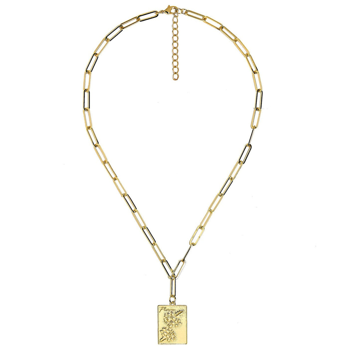 Mahjong Charm Tile Necklace - Paper Clip Chain - 18K Gold Plated - Midspring