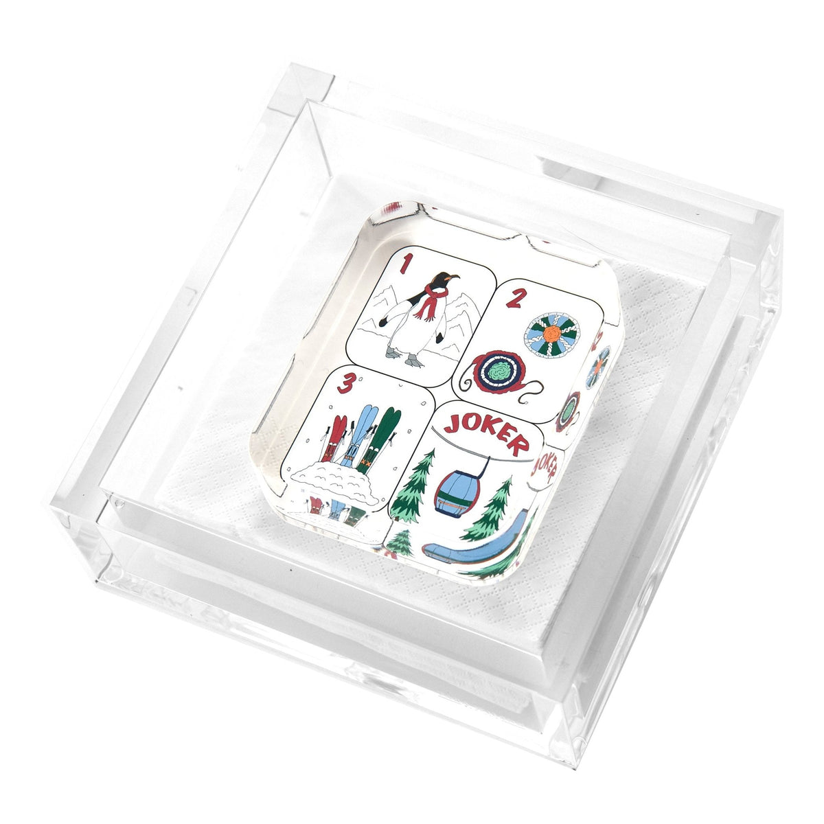 Winter Mahjong Tiles Acrylic Cocktail Napkin Holder - Midspring