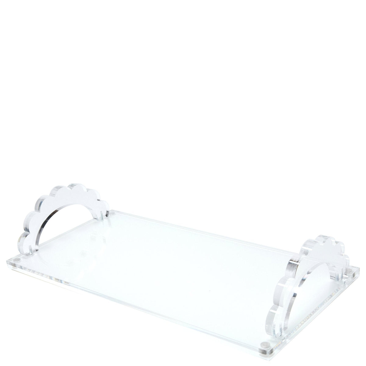 White Base Acrylic Scallop Handle Photo Tray - Midspring