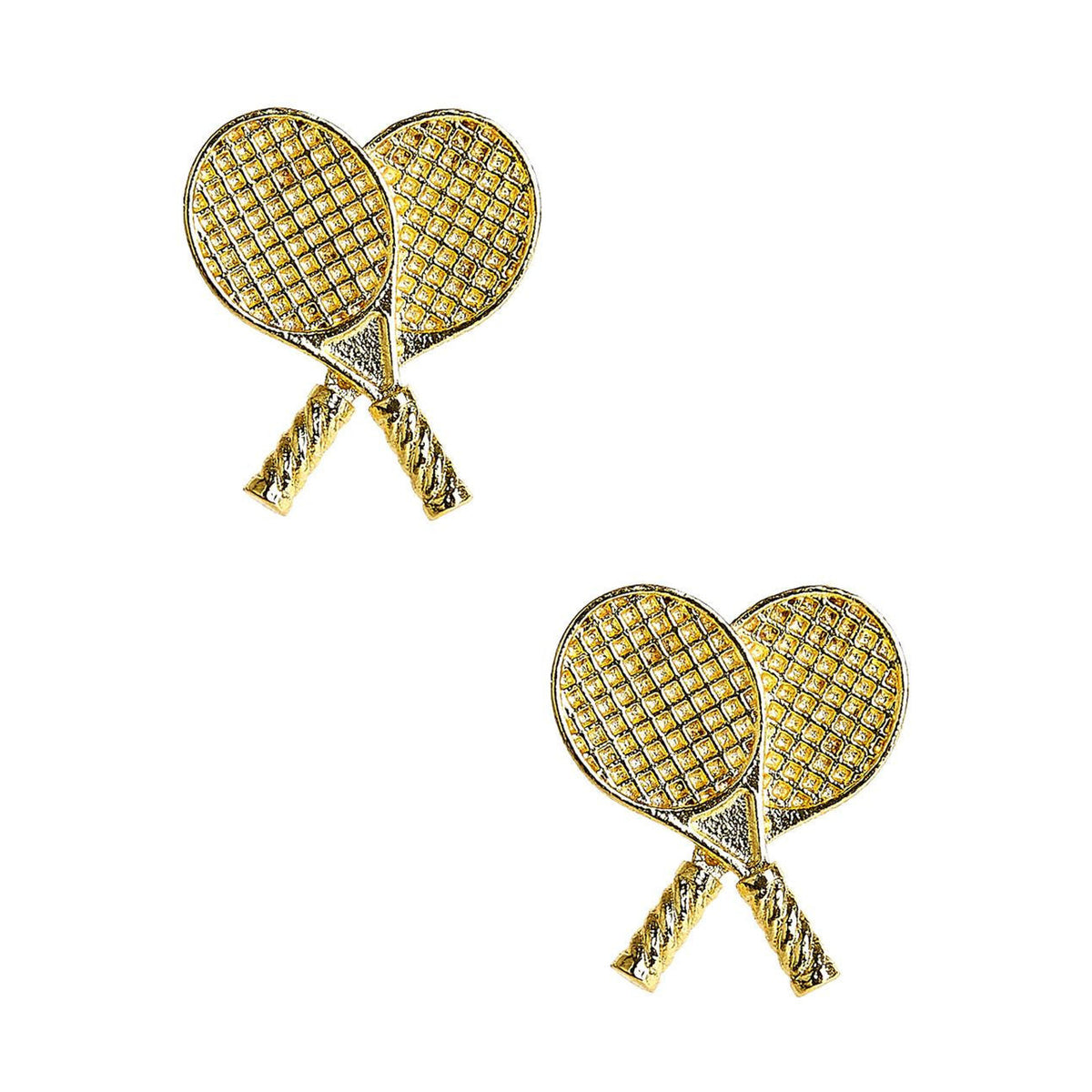 Double Tennis Racket Stud - Gold - Midspring