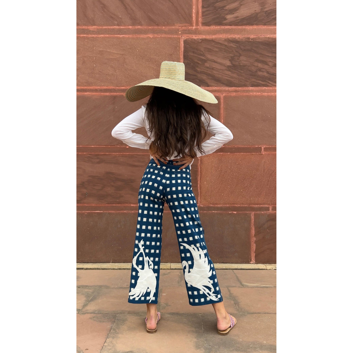 Blue Embroidered Picnic Trousers - Midspring