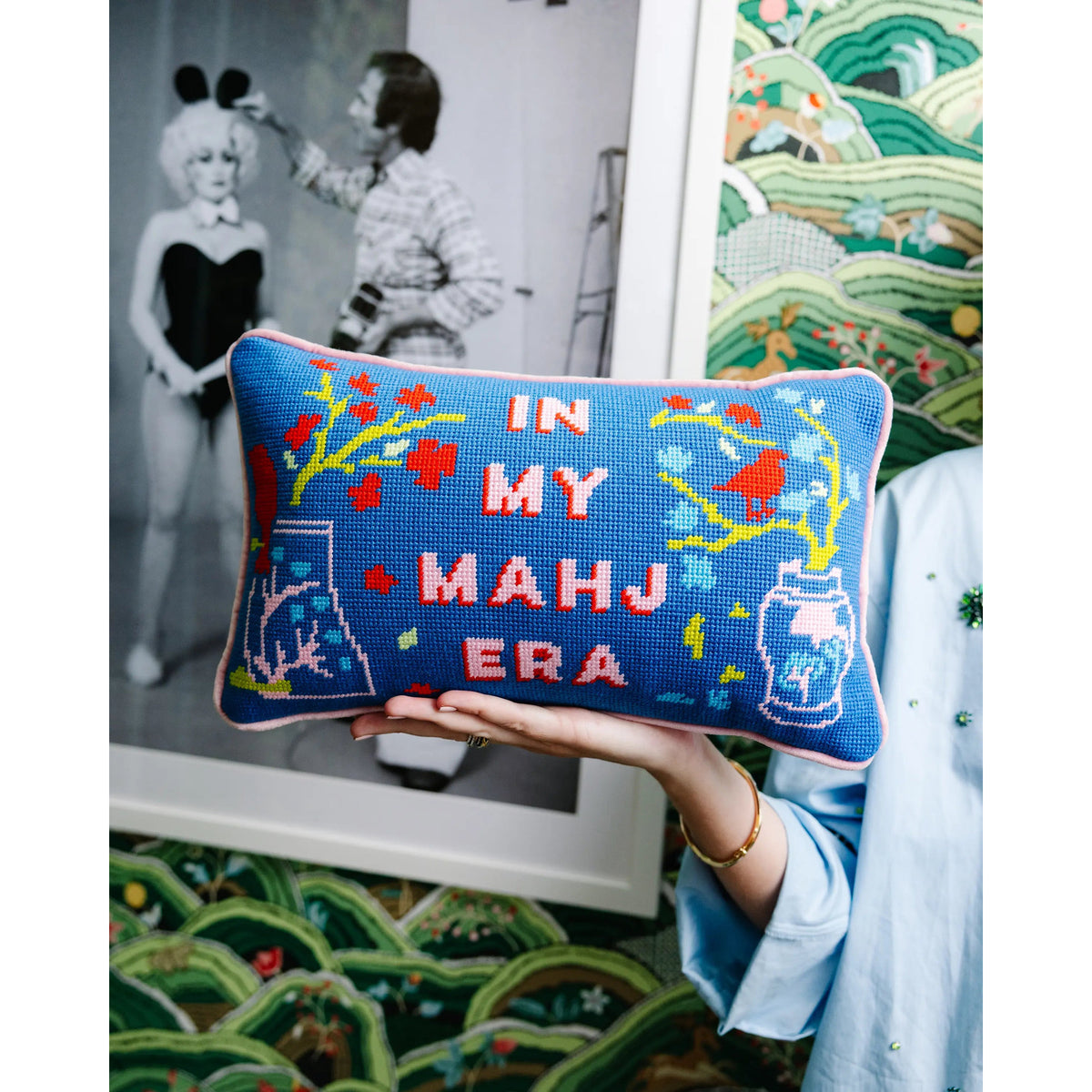In My Mahj Era Needlepoint Pillow - Midspring