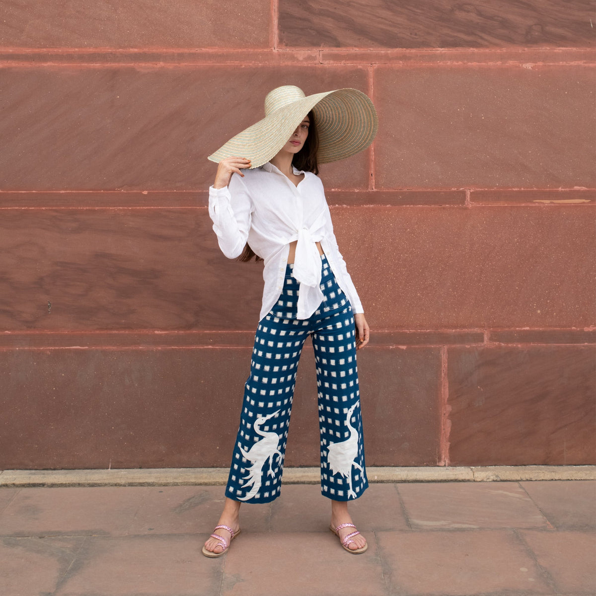 Blue Embroidered Picnic Trousers - Midspring