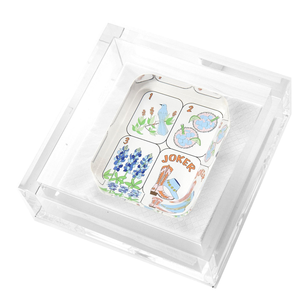 Texas Mahjong Tiles Acrylic Cocktail Napkin Holder - Midspring