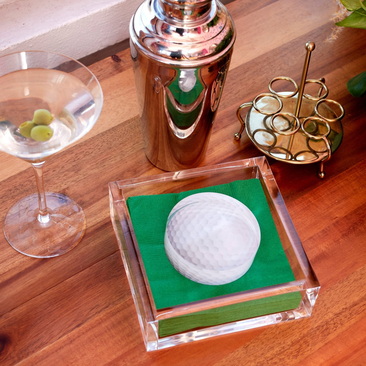Golf Ball Acrylic Cocktail Napkin Holder - Midspring