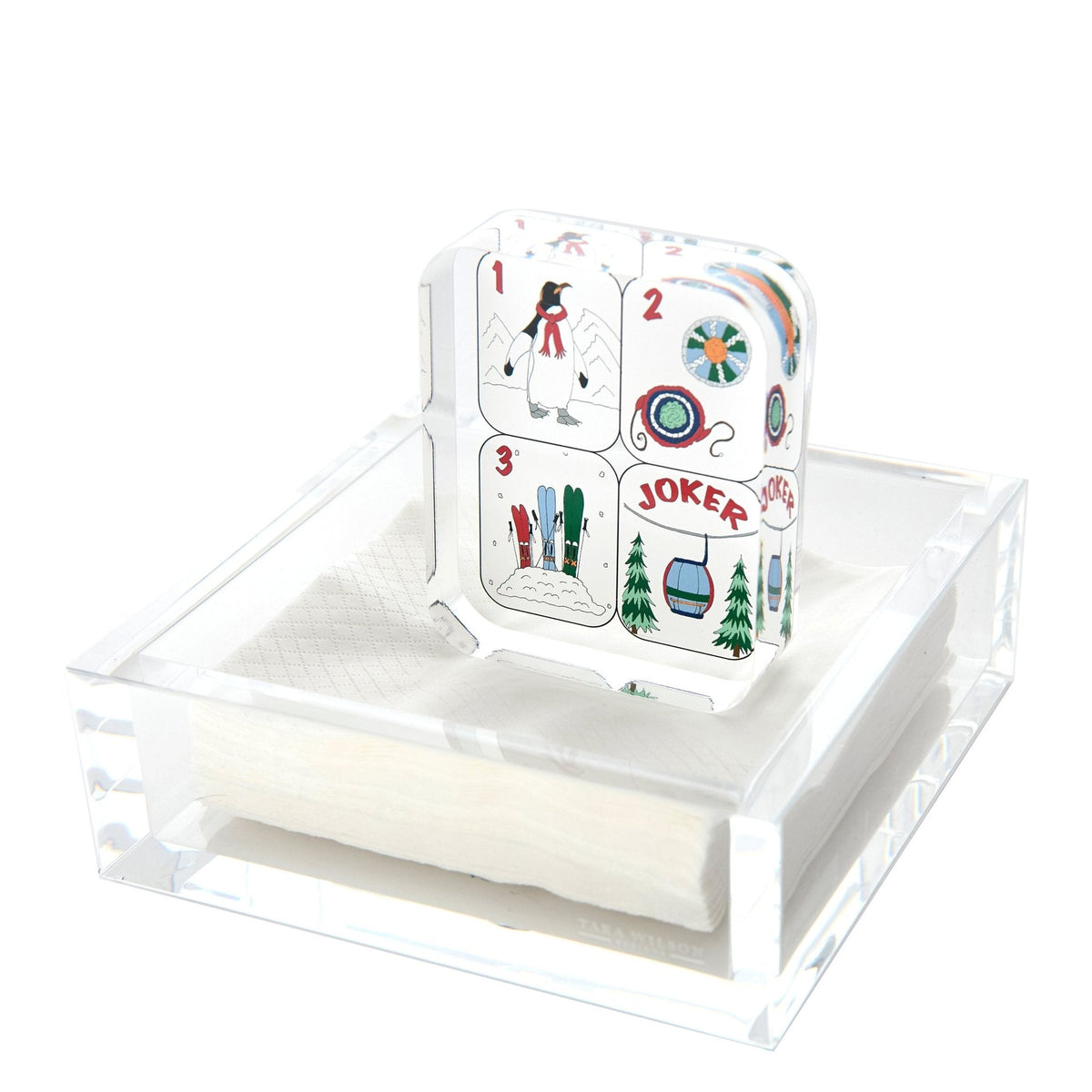 Winter Mahjong Tiles Acrylic Cocktail Napkin Holder - Midspring
