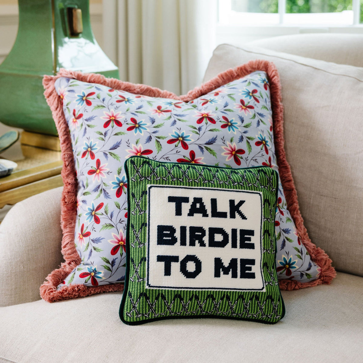 Talk Birdie to Me Needlepoint Pillow - Midspring