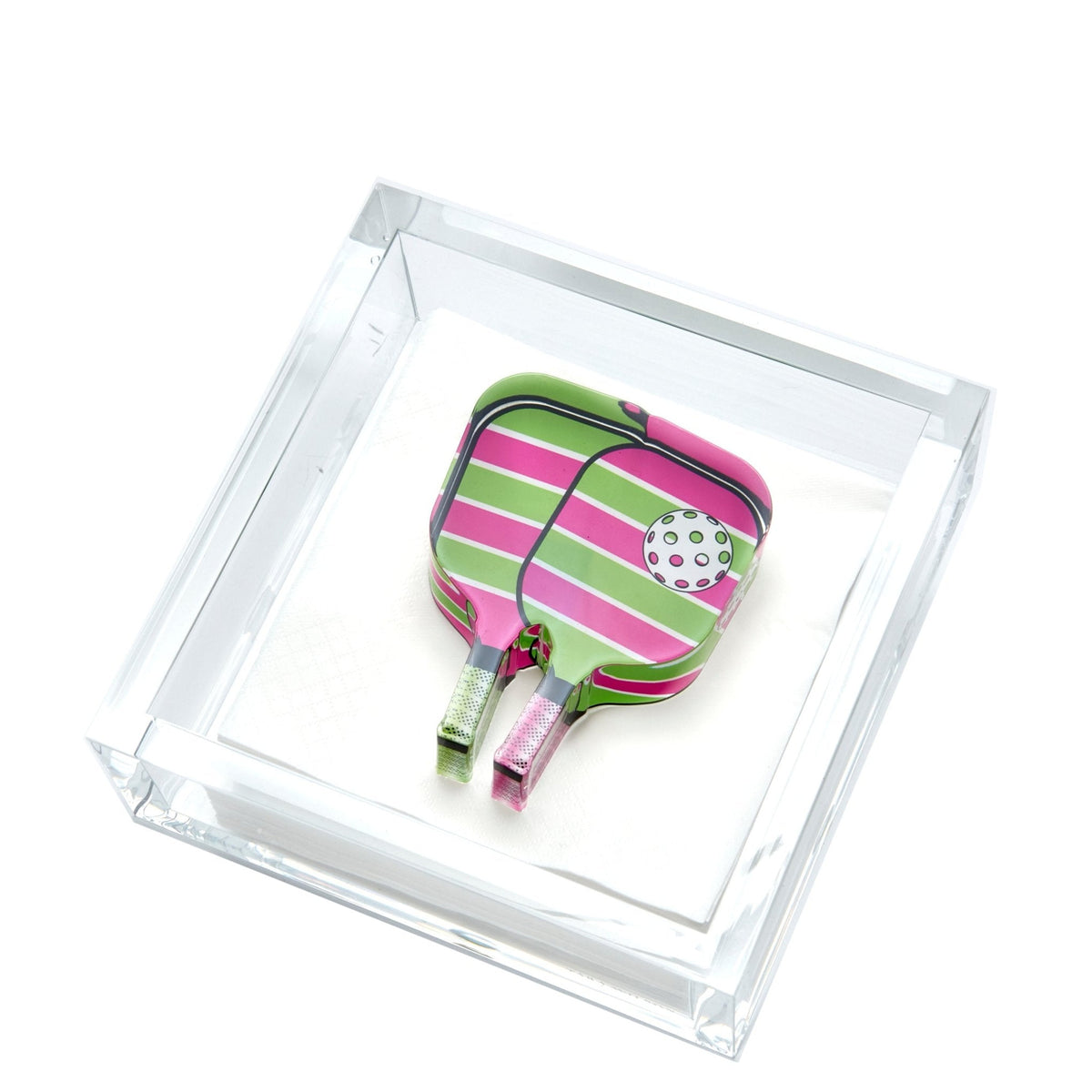 Pink & Green Pickleball Acrylic Cocktail Napkin Holder - Midspring