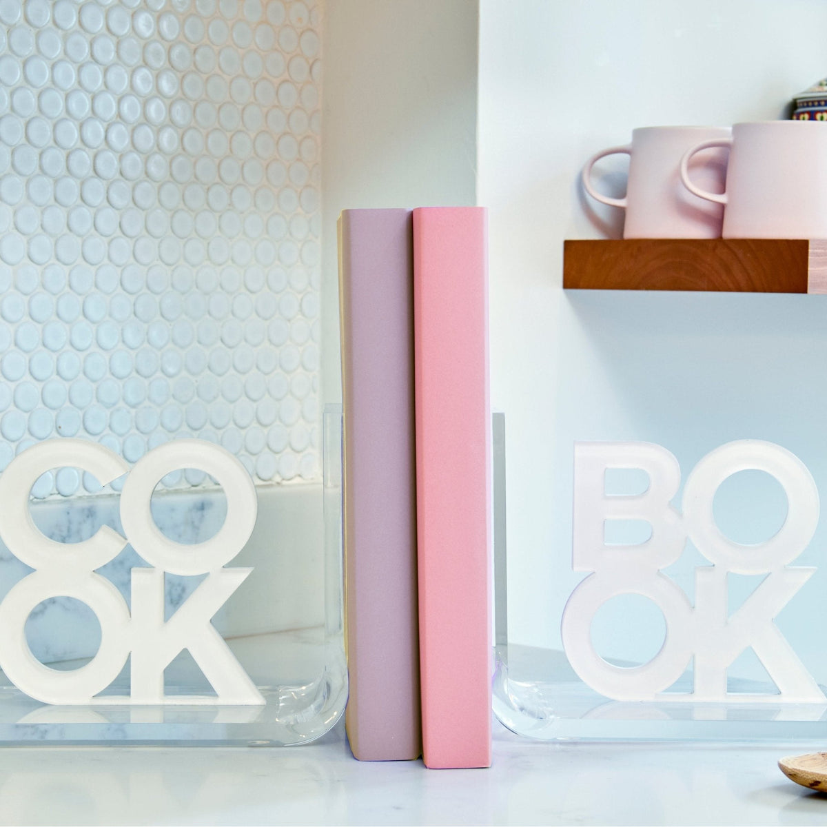 White Cook &amp; Book Acrylic Bookends - Midspring