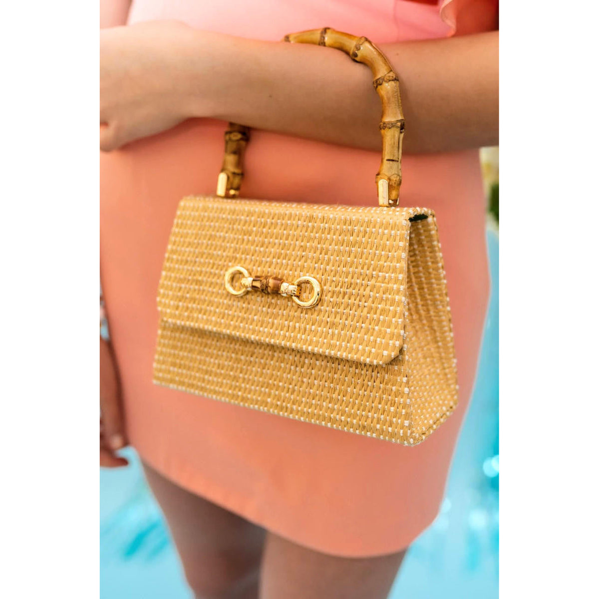 Straw Lulu Bag with Bamboo Handle - Midspring