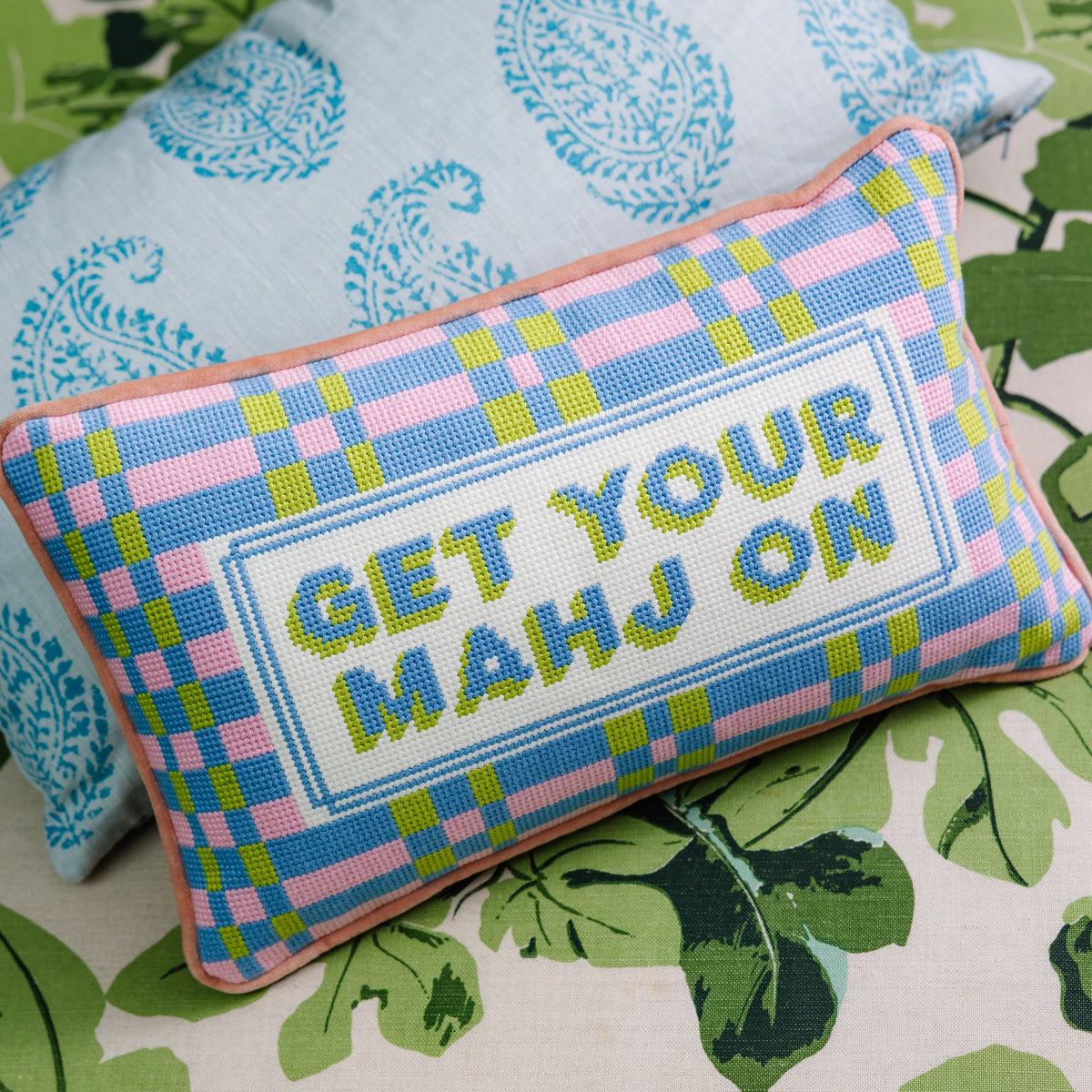 Get Your Mahj on Needlepoint Pillow - Midspring