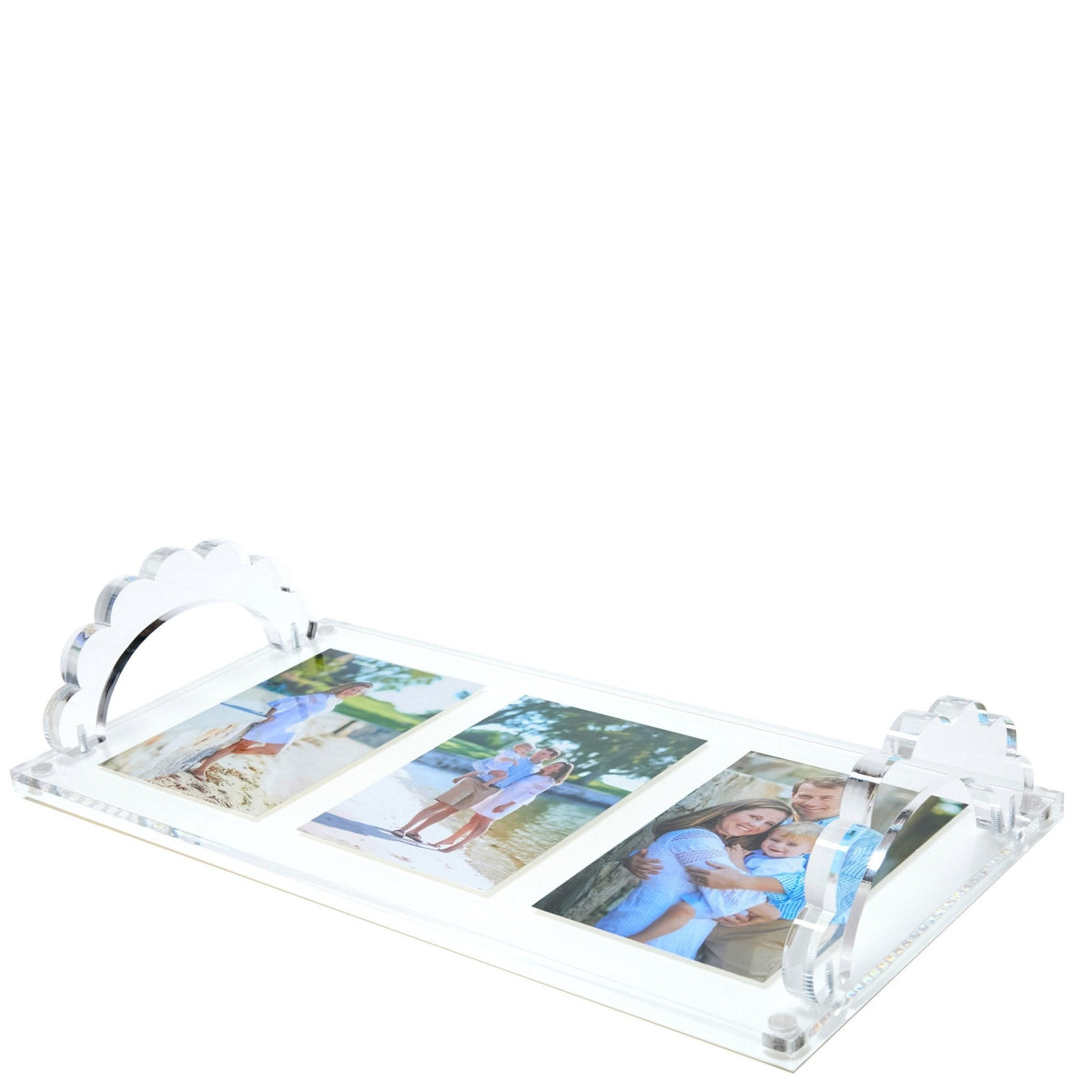 White Base Acrylic Scallop Handle Photo Tray - Midspring
