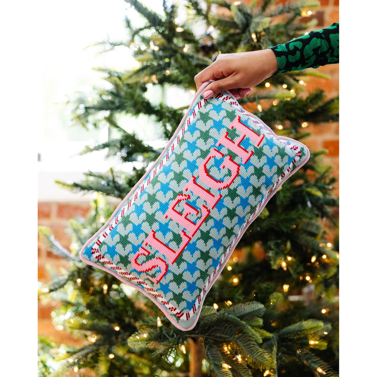 Sleigh Needlepoint Pillow - Midspring
