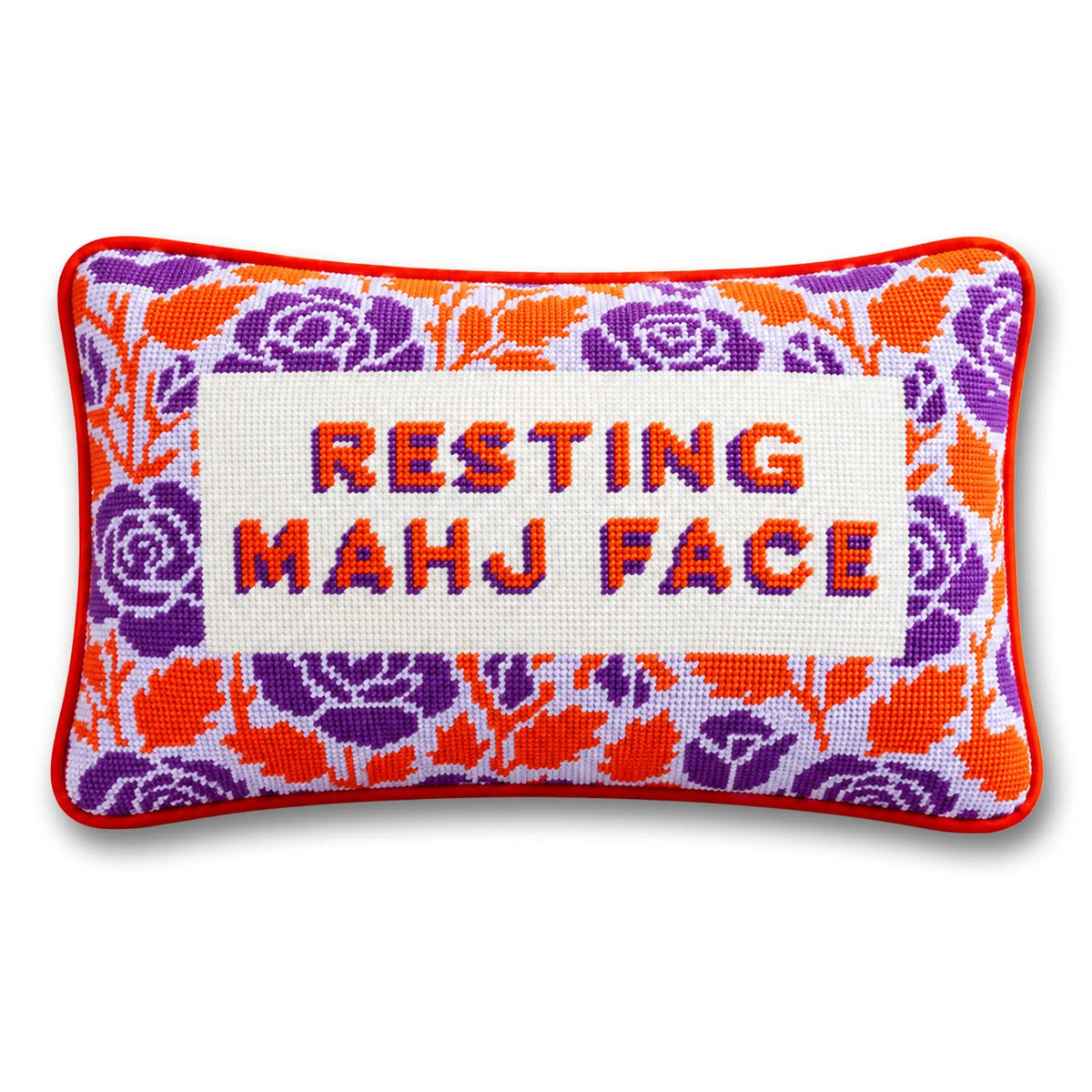 Resting Mahj Face Needlepoint Pillow - Midspring