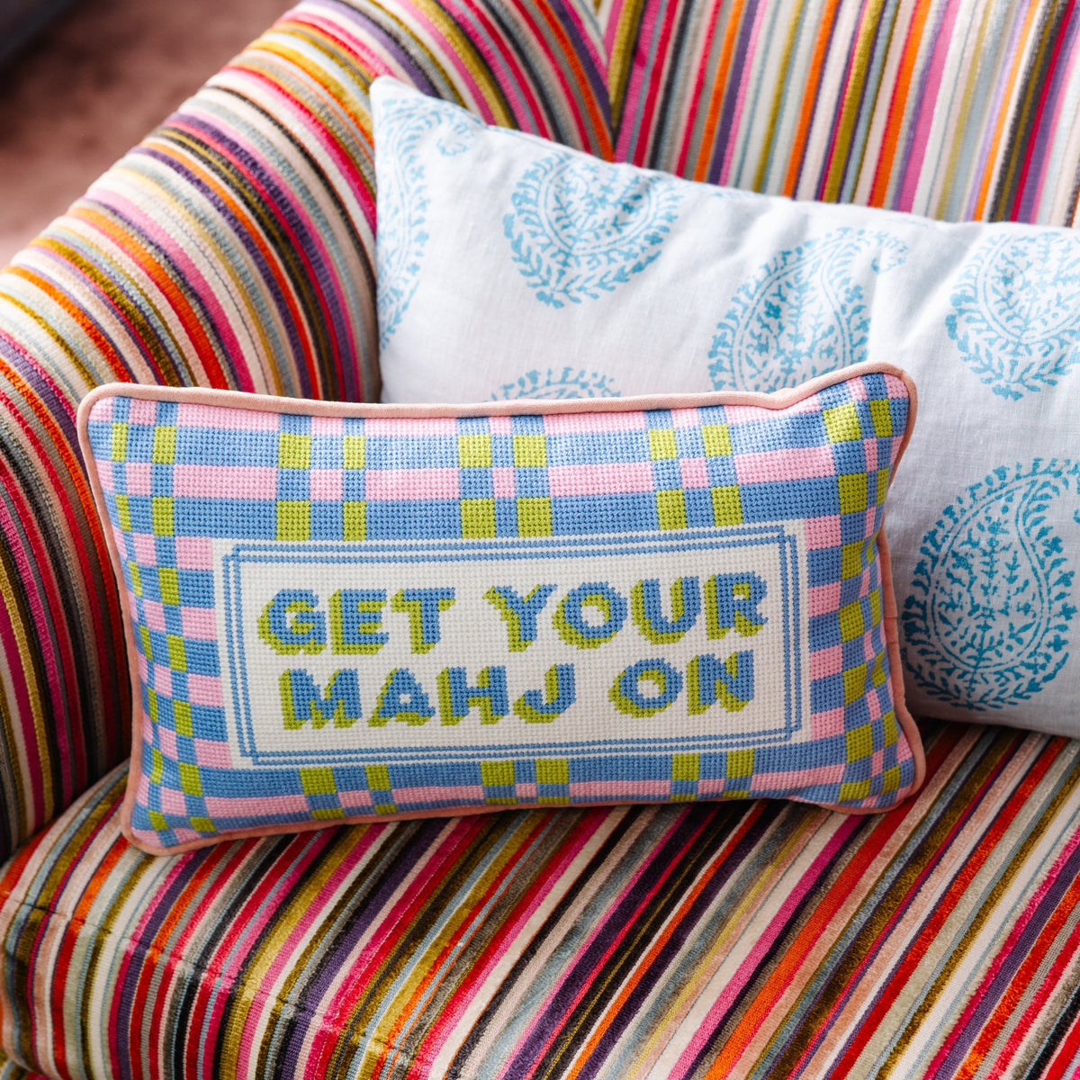 Get Your Mahj on Needlepoint Pillow - Midspring