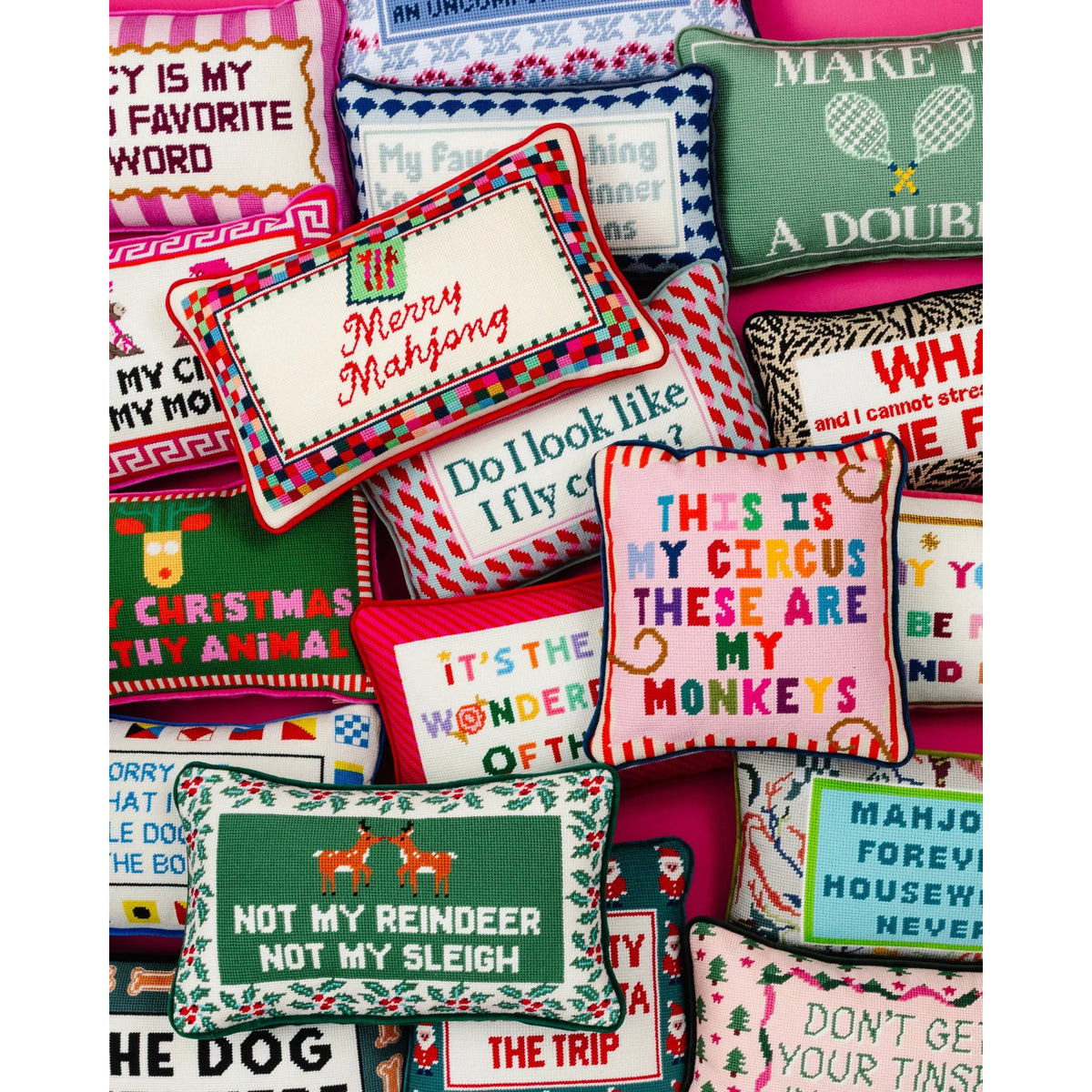 Merry Mahjong Needlepoint Pillow - Midspring
