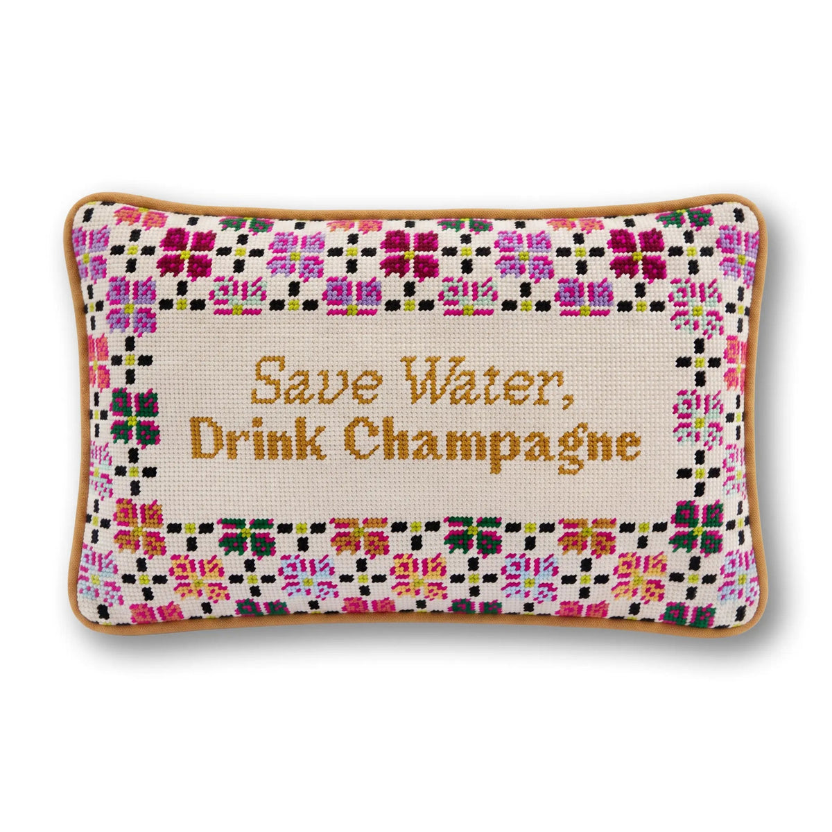 Drink Champagne Needlepoint Pillow - Midspring