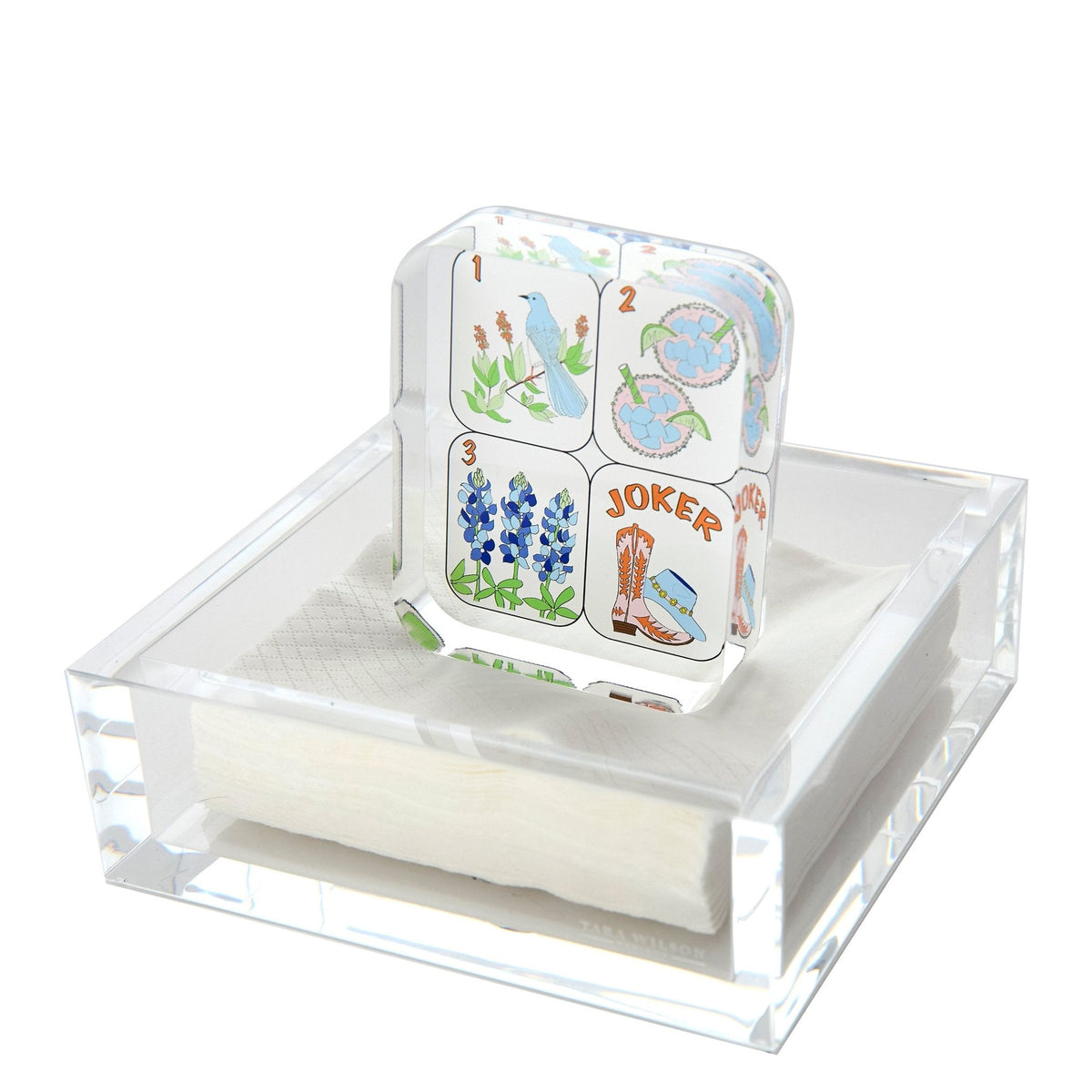 Texas Mahjong Tiles Acrylic Cocktail Napkin Holder - Midspring