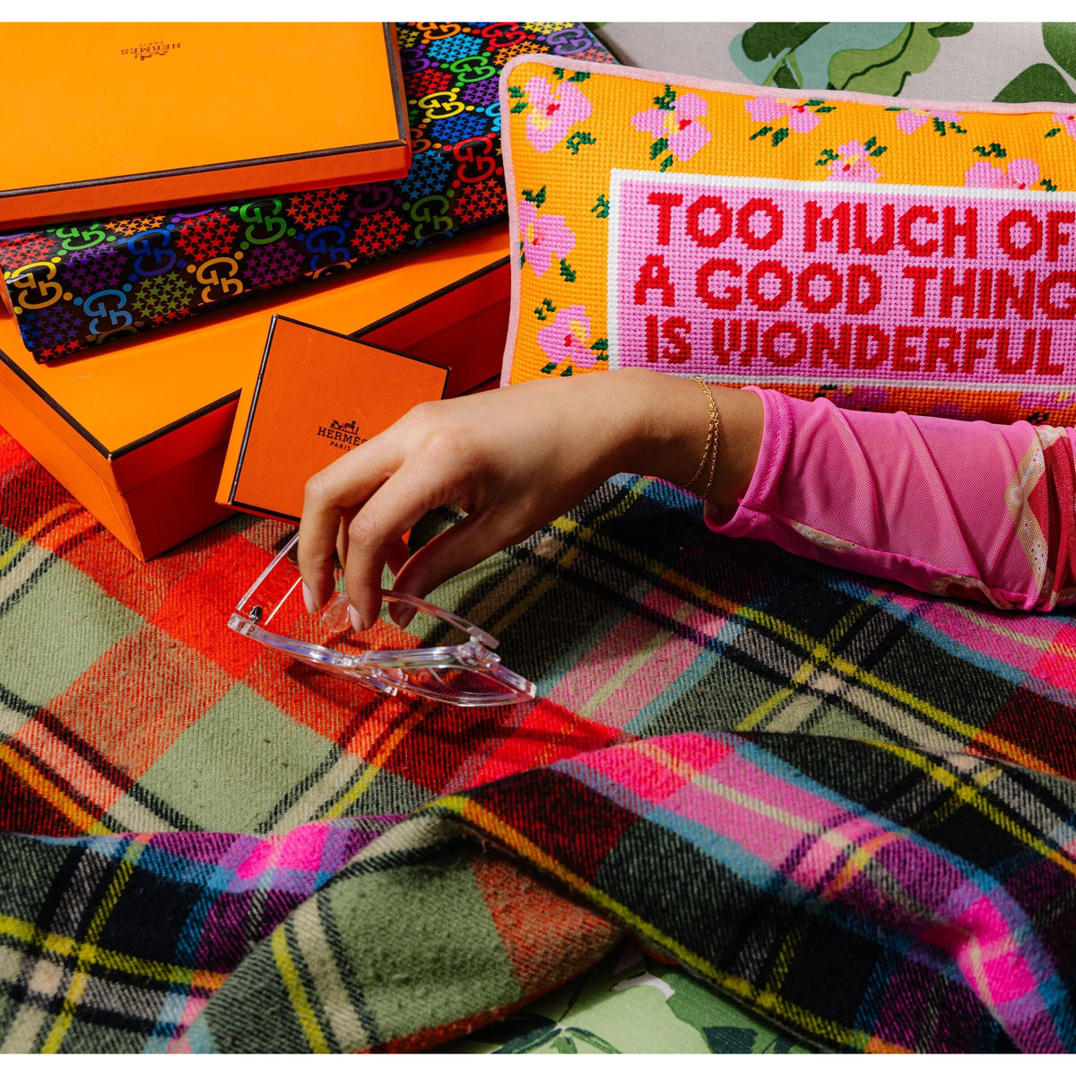 Too Much Needlepoint Pillow - Midspring